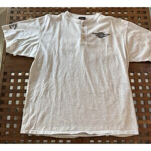 Harley Davidson Henley T-Shirt Size XL Grey Eagle Biker USA Motorcycle Knit